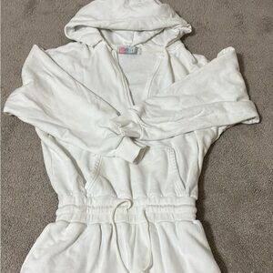 Free People White Hooded Romper